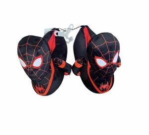 Marvel Spider-Man Miles Morales Kids Size 6 Black Plush Slippers Ground Up NWT